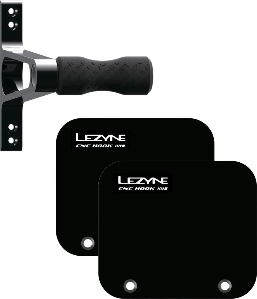 Lezyne Wheel Hook, CNC Aluminium, Mit Gummi, Schwarz 1 Lezyne Wheel Hook, CNC Aluminium, Mit Gummi, Schwarz